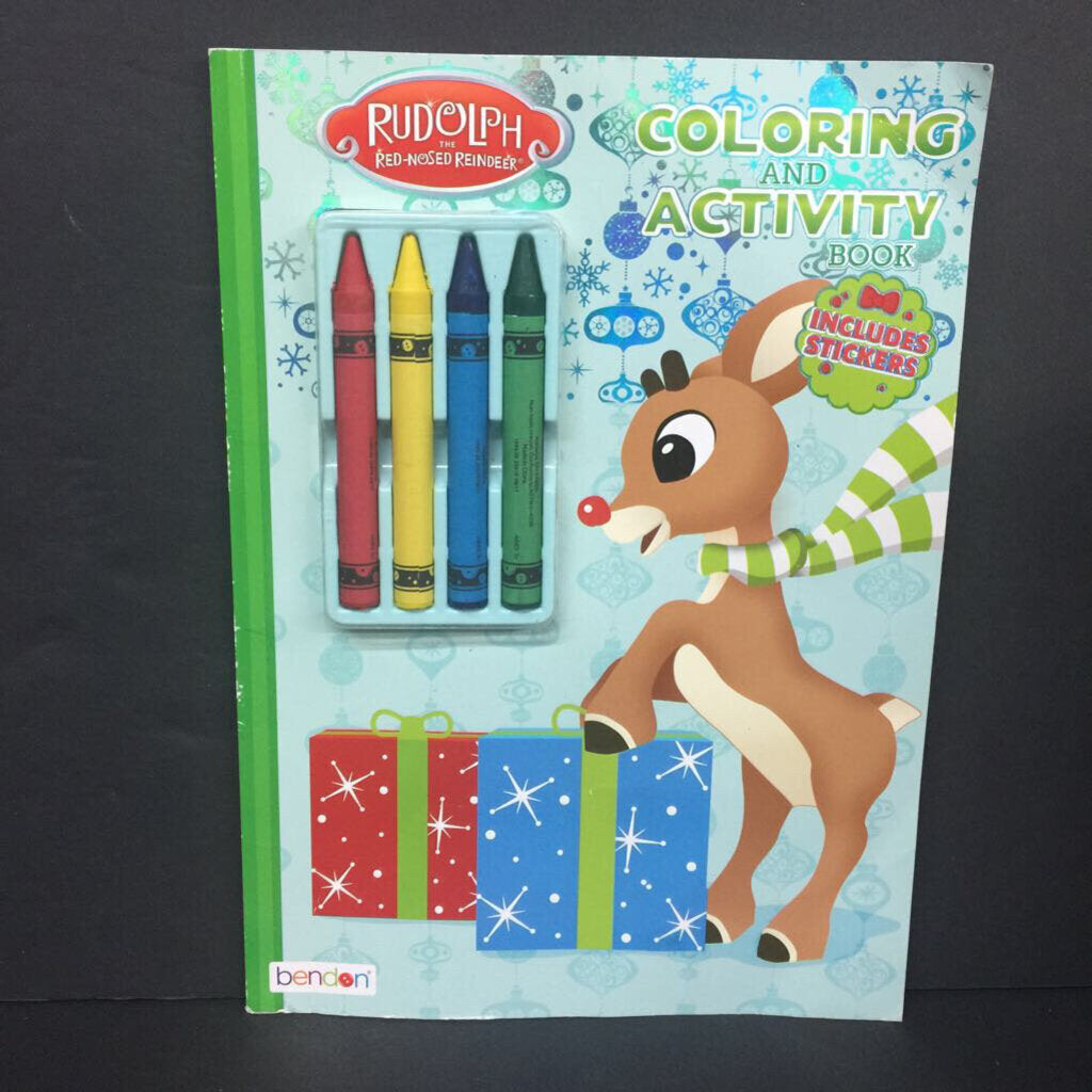 Rudolph the Red-Nosed Reindeer Coloring & Activity Book w/ Crayons (Season: Winter, Holiday: Christmas) -character activity paperback