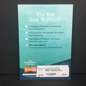 Who Was Sam Walton? (Who HQ) (James Buckley Jr.) (Notable Person) (Puffin Cover) -series educational paperback
