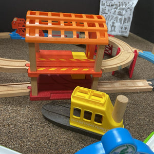 Busy Island Wooden Train Track w/Trains & Accessories