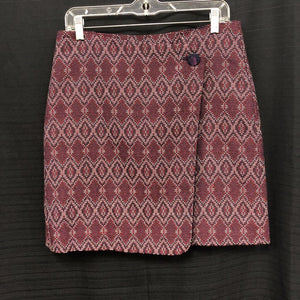 Diamond Pattern Button Wrap Skirt