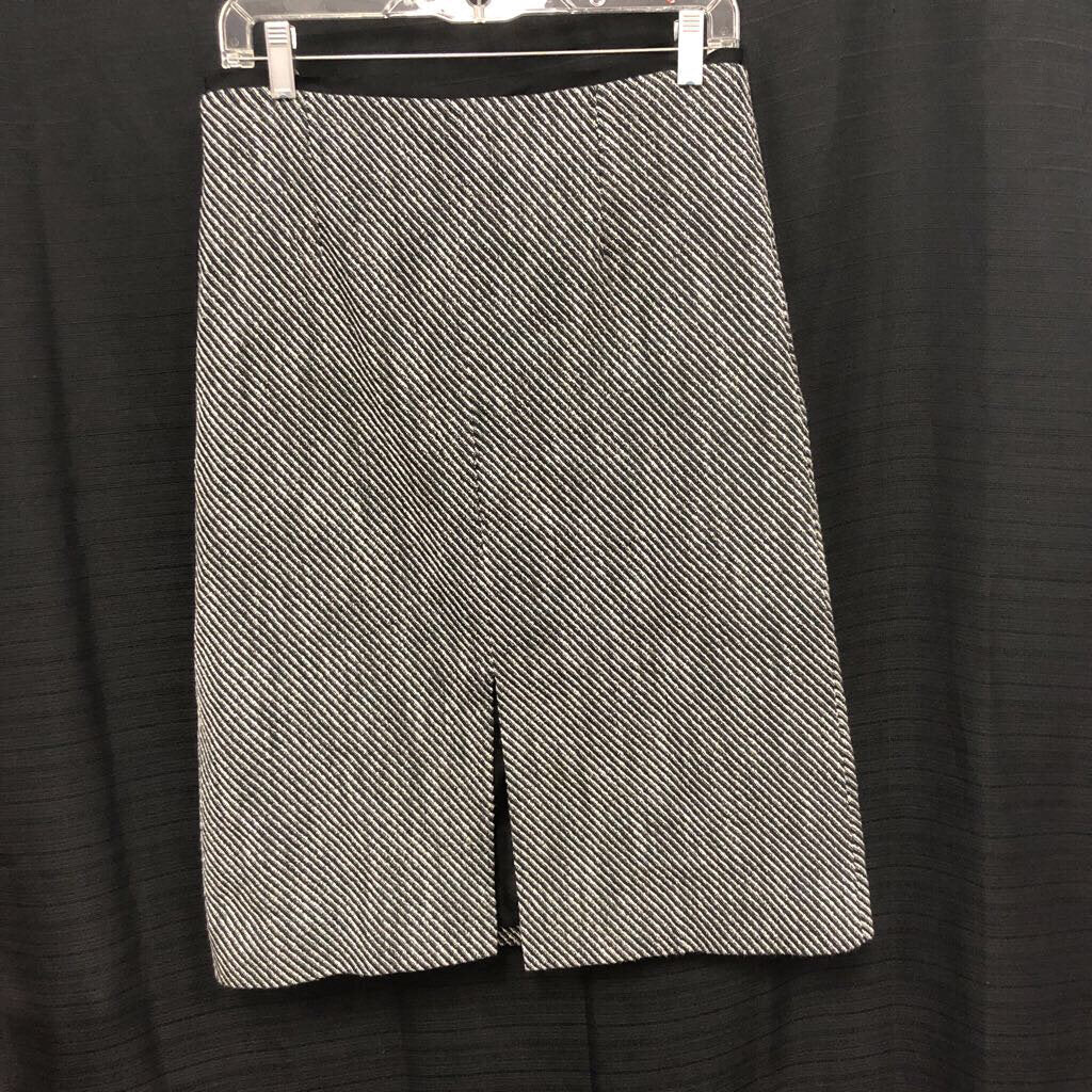 Striped Textured A-Line Midi Skirt
