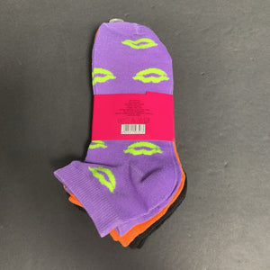 3pk Girls Lip Print Socks (NEW)