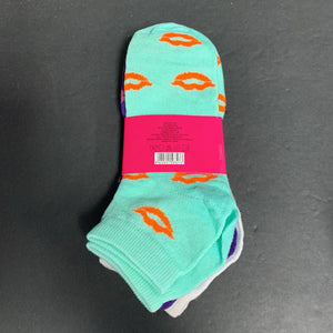 3pk Girls Lip Print Socks (NEW)