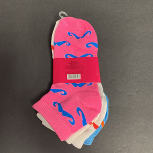 3pk Girls Mustache Print Socks (NEW)