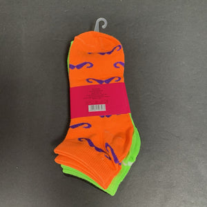 3pk Girls Mustache Print Socks (NEW)