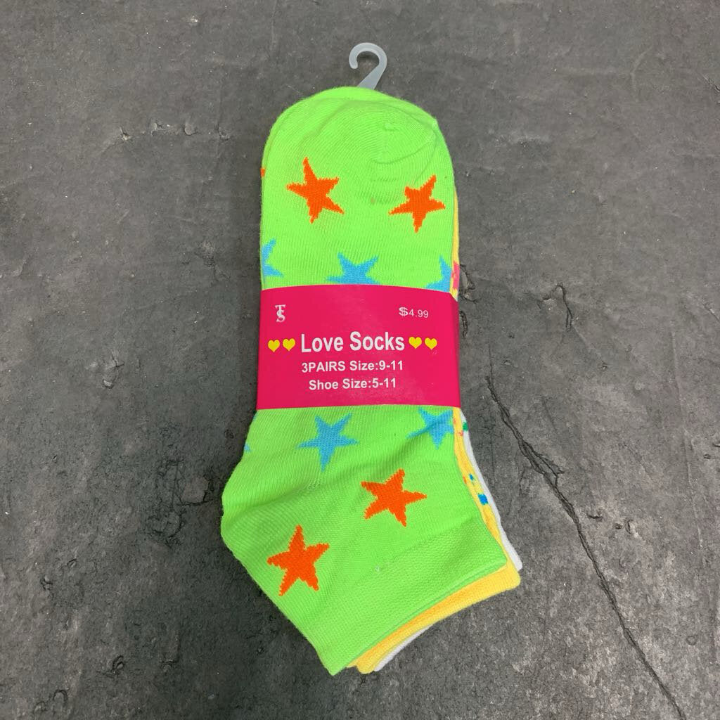 3pk Girls Star Print Socks (NEW)