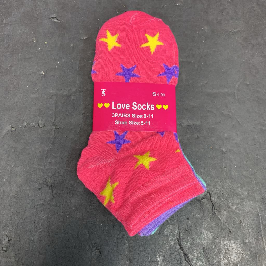 3pk Girls Star Print Socks (NEW)