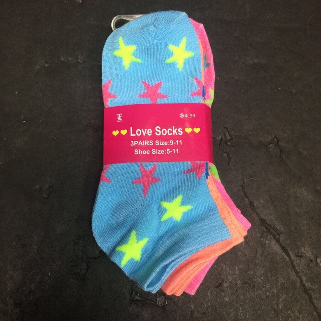 3pk Girls Star Print Socks (NEW)