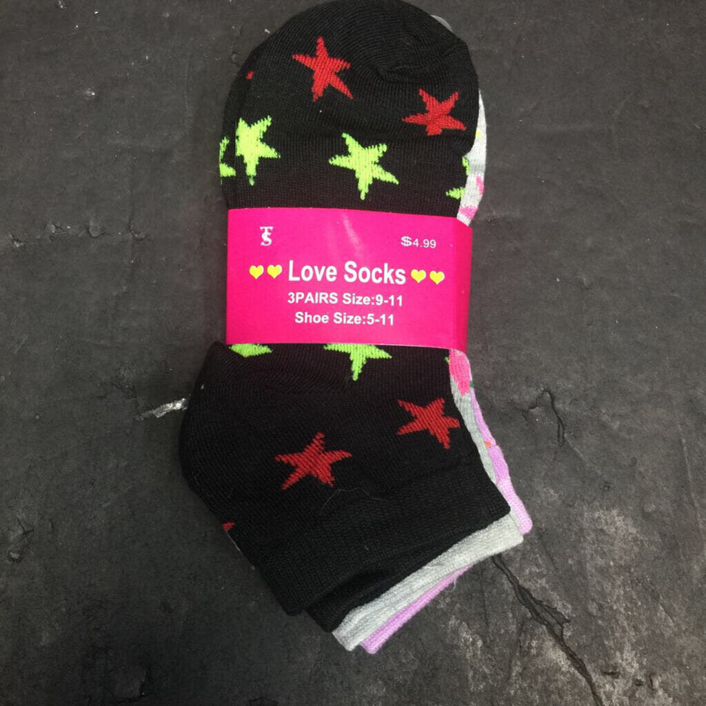 3pk Girls Star Print Socks (NEW)