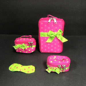 Polka Dot Suitcase w/Accessories for 18" Doll