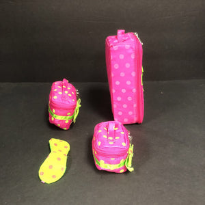 Polka Dot Suitcase w/Accessories for 18" Doll