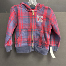 Load image into Gallery viewer, Plaid Hooded Zip Sweatshirt

