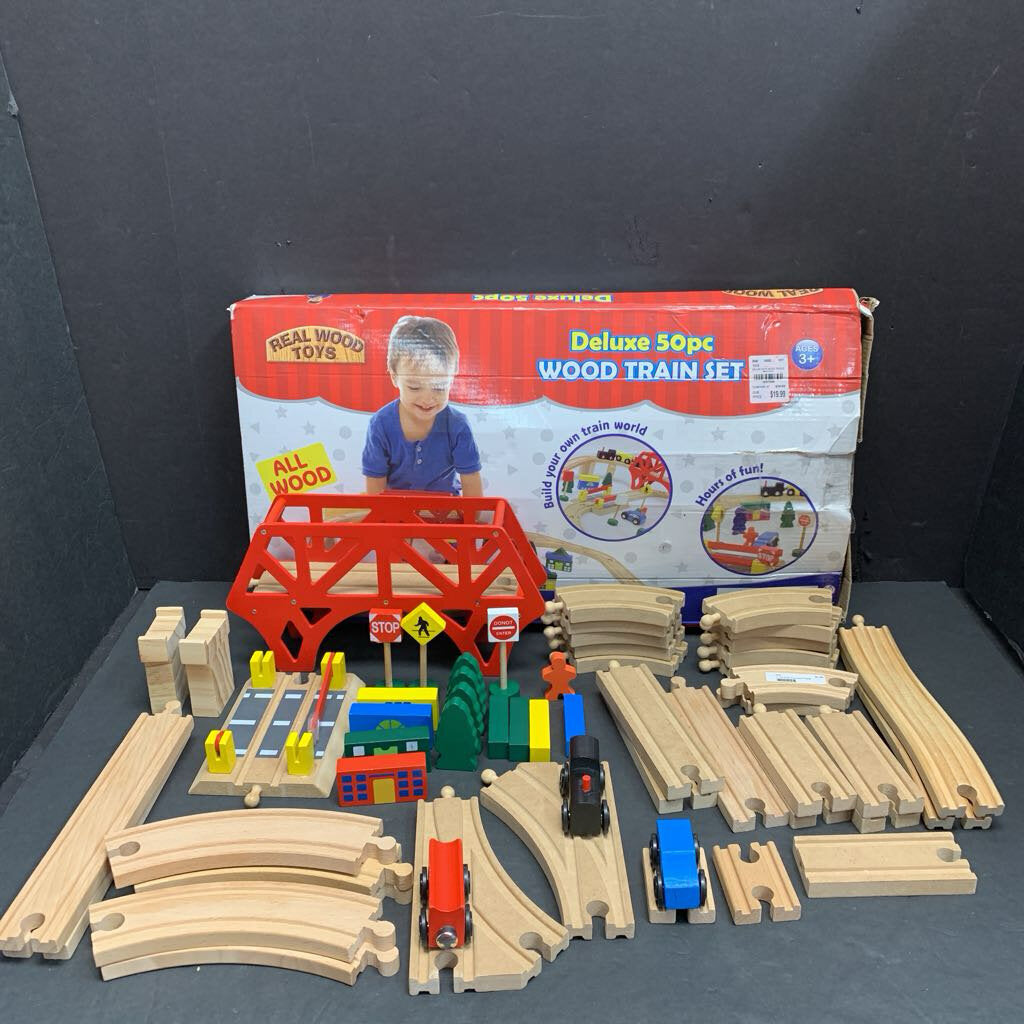 Deluxe Wooden Train Track Set