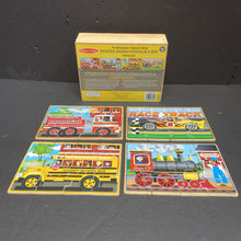 Load image into Gallery viewer, 12pc 4-in-1 Vehicles Wooden Jigsaw Puzzles
