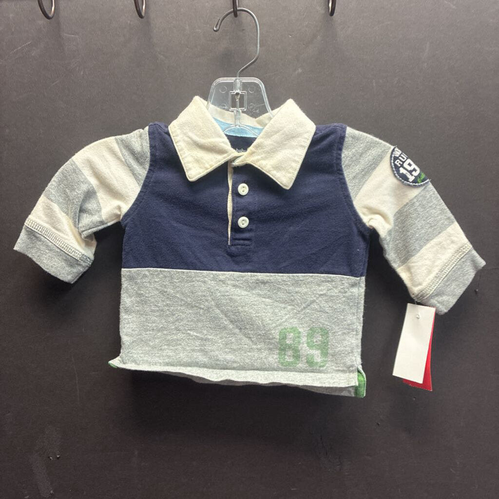 boys babygap nvy/wht/gry polo