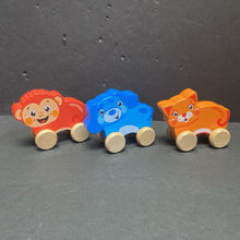 Load image into Gallery viewer, 3pk Sensory Easy Grip Wooden Animal Cars
