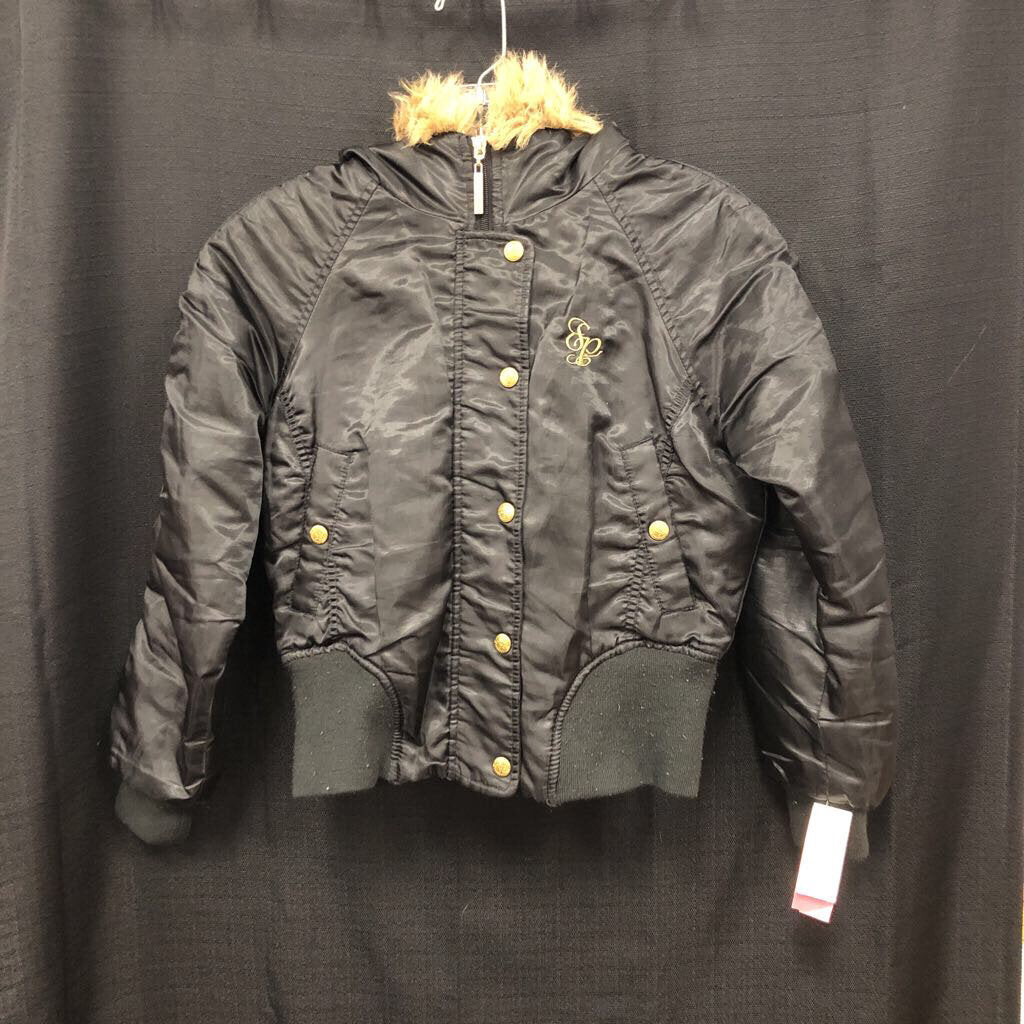 girls southpole blk hooded jacket sz 12-14