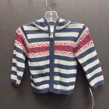 Load image into Gallery viewer, boys old navy gry/blu hooded zip sweater
