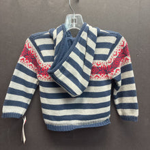 Load image into Gallery viewer, boys old navy gry/blu hooded zip sweater
