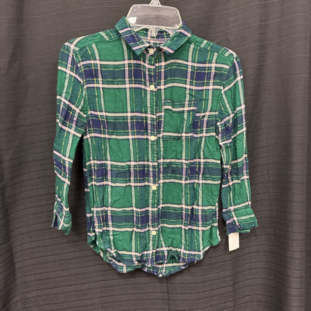 Sparkly Plaid Button Down Top