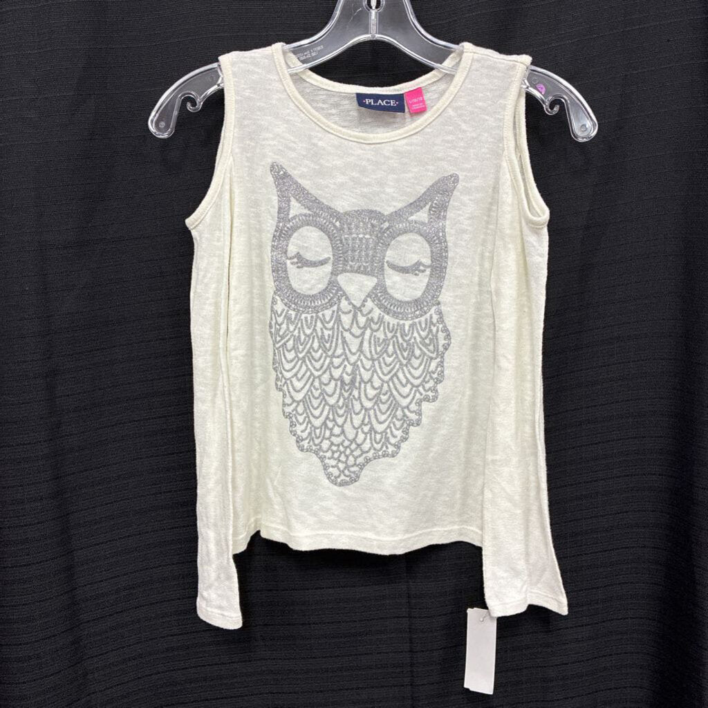 Sparkly Owl Cold Shoulder Top