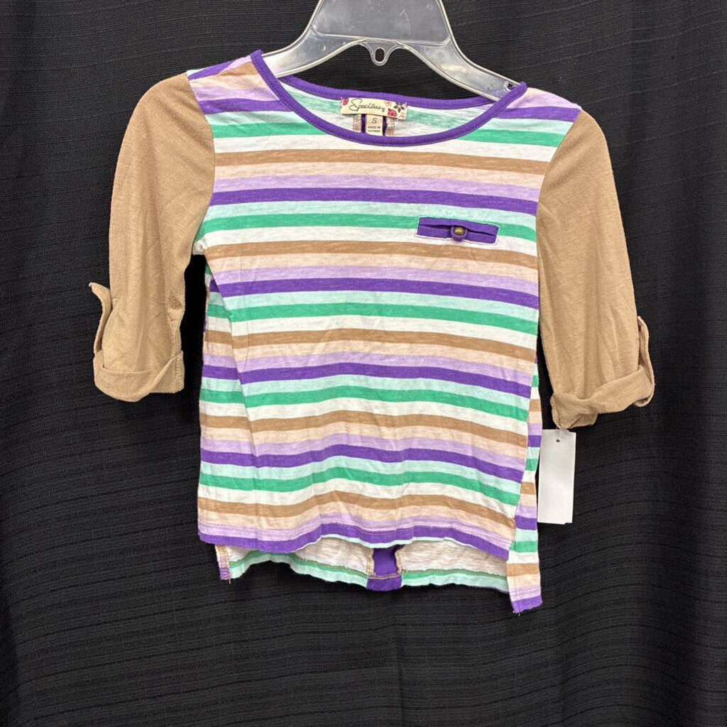 Striped Button Back Top