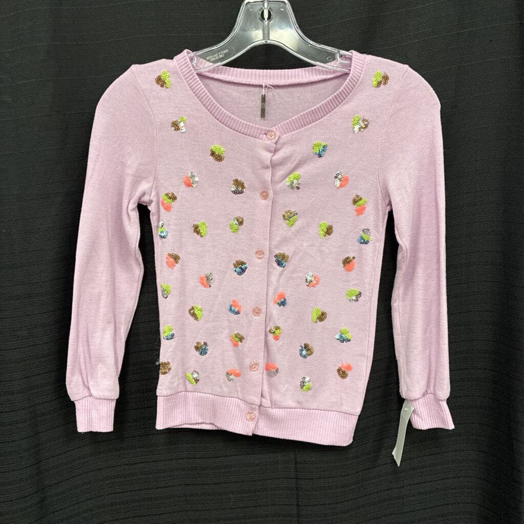 Sequin Button Front Sweater