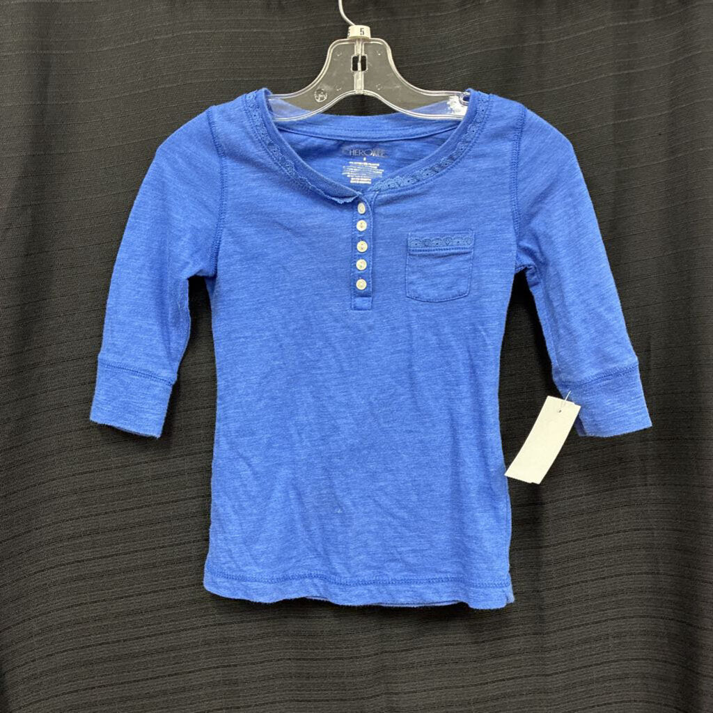 Lace Trim Button Pocket Top