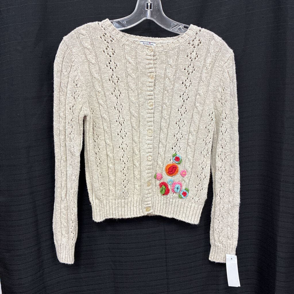 Button Front Flower Sweater