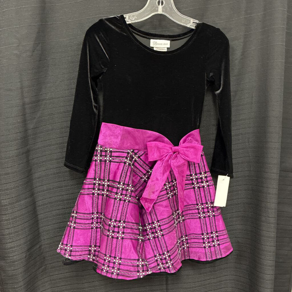 Velvet Plaid Bow Dress