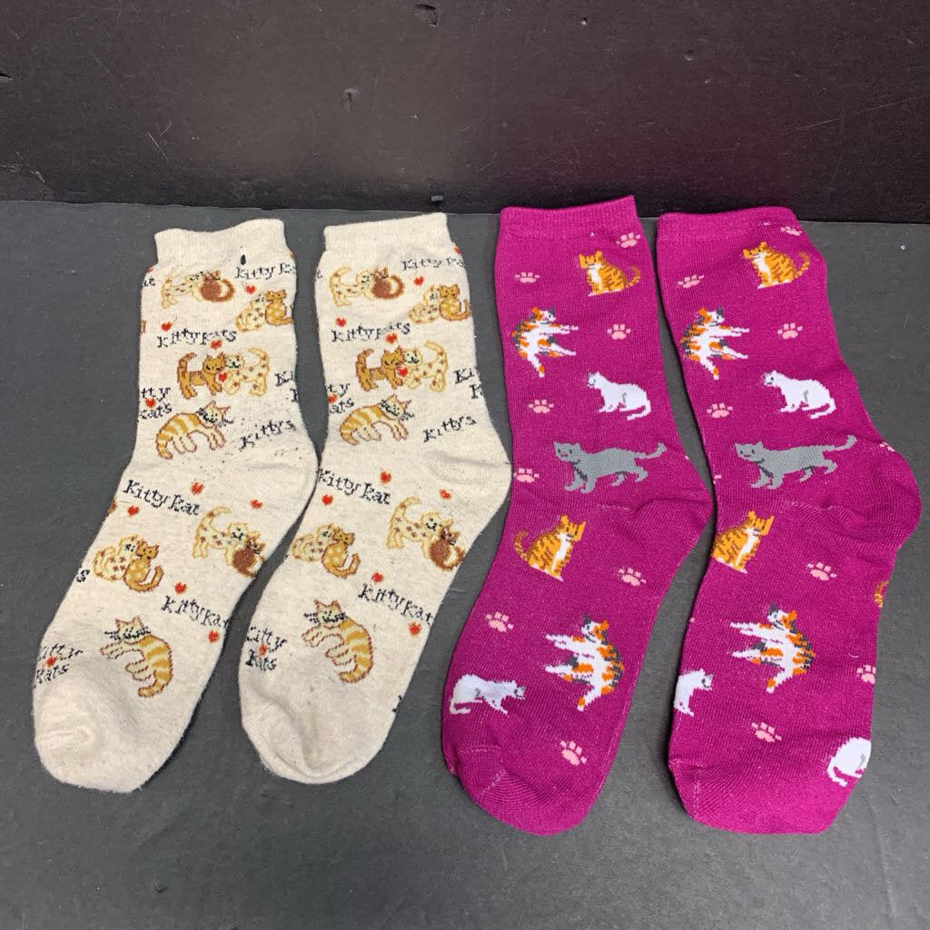 2pk Girls Cat Socks