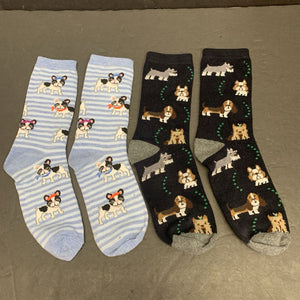 2pk Girls Dog Socks