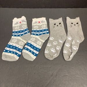 2pk Girls Cat Socks