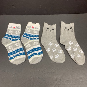 2pk Girls Cat Socks