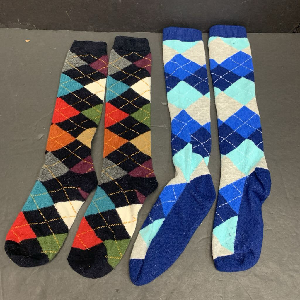 2pk Girls Argyle Socks