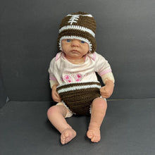 Load image into Gallery viewer, Football Knit Hat &amp; Diaper Cover Photography Prop Set
