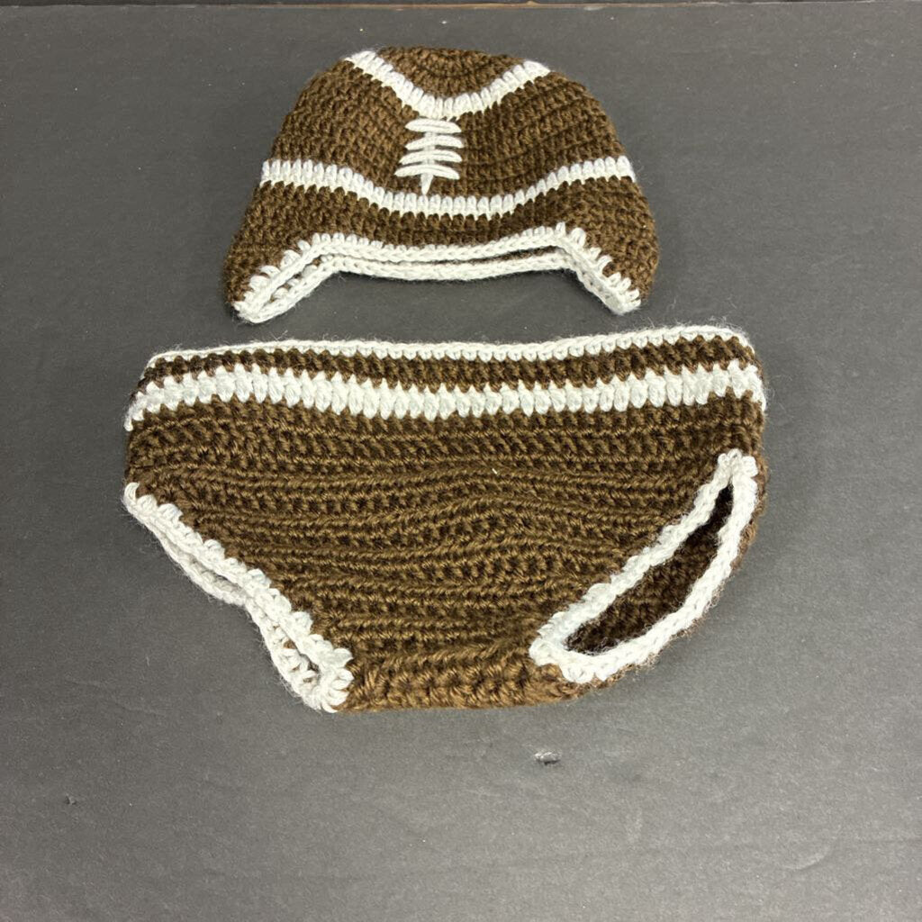 Football Knit Hat & Diaper Cover Photography Prop Set