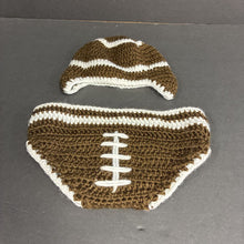 Load image into Gallery viewer, Football Knit Hat &amp; Diaper Cover Photography Prop Set

