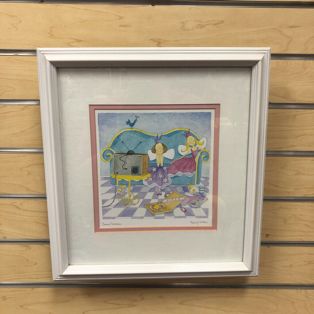 Felicity Wishes Fairy's Watching TV Picture in Wooden Frame (Emma Thomson)