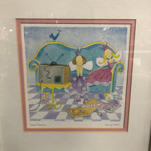 Load image into Gallery viewer, Felicity Wishes Fairy&#39;s Watching TV Picture in Wooden Frame (Emma Thomson)
