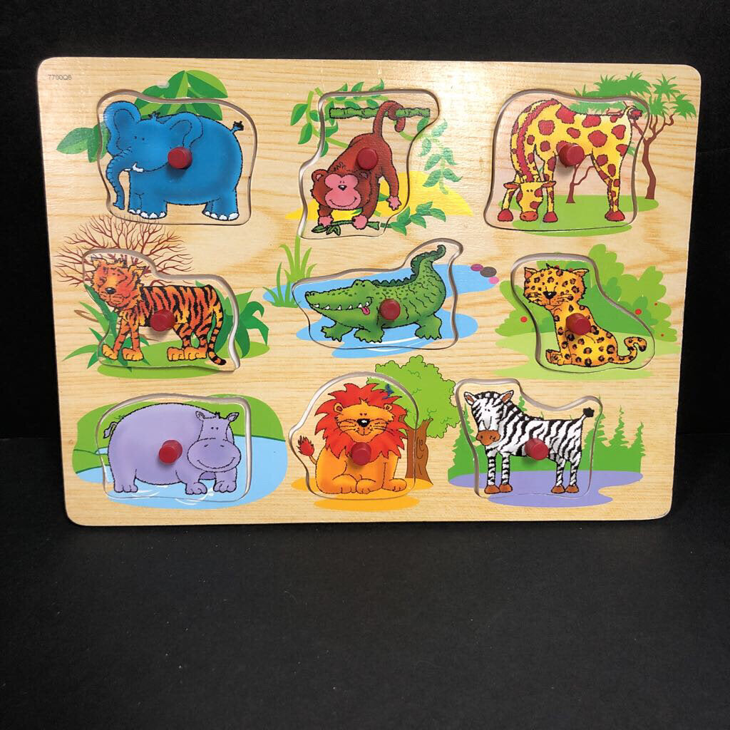 9pc Wooden Animals Peg Puzzle