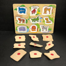 Load image into Gallery viewer, 9pc Wooden Animals Peg Puzzle
