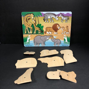 8pc Wooden Safari Peg Puzzle
