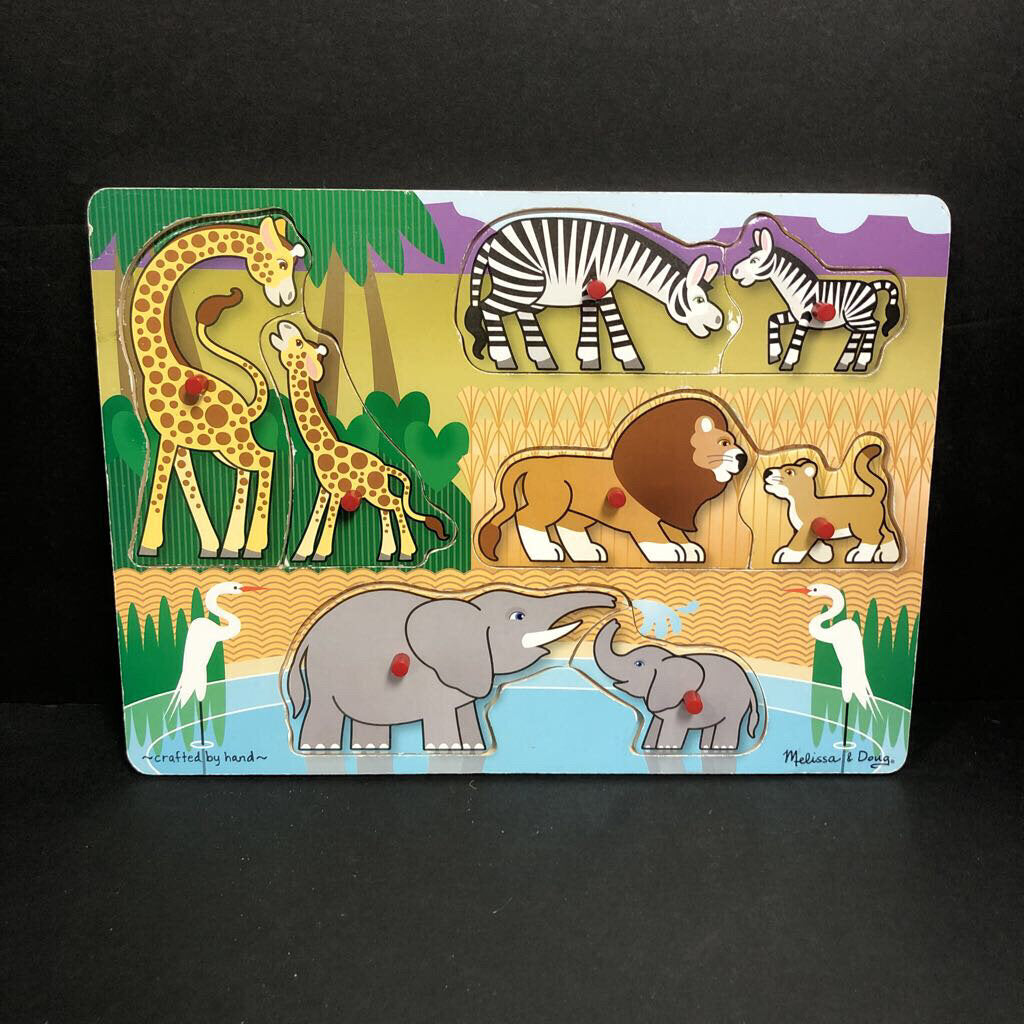 8pc Wooden Safari Peg Puzzle