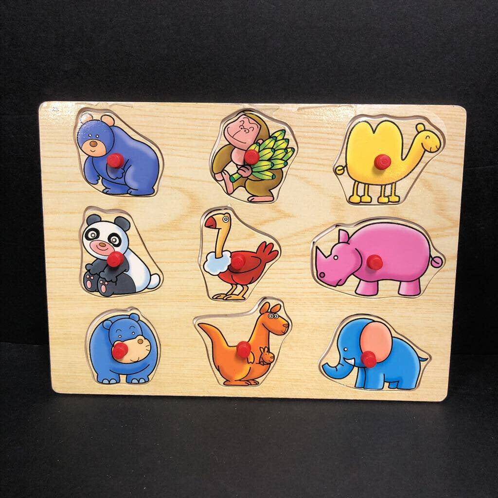 9pc Wooden Animals Peg Puzzle