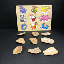 Load image into Gallery viewer, 9pc Wooden Animals Peg Puzzle
