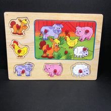 Load image into Gallery viewer, 11pc Wooden Farm Animals Peg Puzzle
