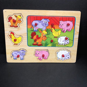 11pc Wooden Farm Animals Peg Puzzle