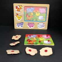 Load image into Gallery viewer, 11pc Wooden Farm Animals Peg Puzzle
