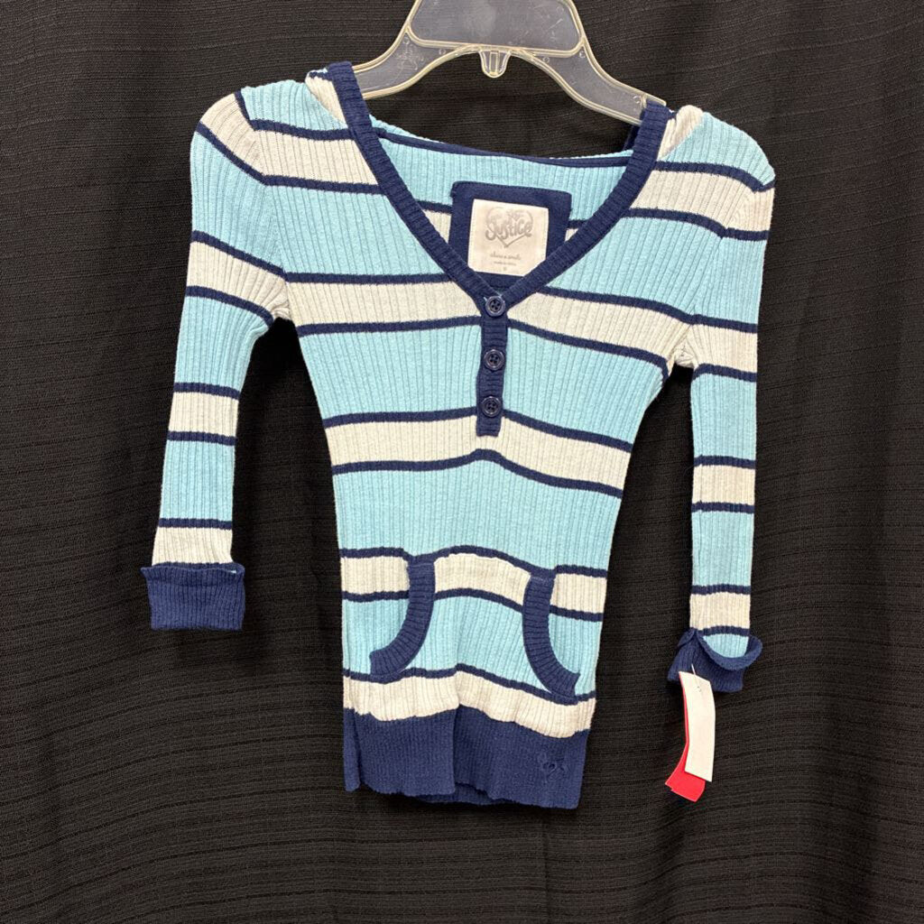 girls justice blu striped hooded top